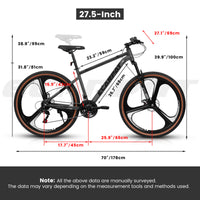 A27301M Mountain Bike 27.5 Inch Wheels, 21 Speed Road Bicycle With Dual Disc Brakes For Men And Women,High Carbon Steel Frame Front Fork Bicycles, Adult Faster Racing Bike Gray Steel