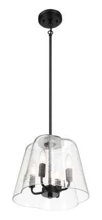 Soiree Four Candle Lights Pendant With Clear Glass Black Finish Black,Clear Ceiling Lights Glass,Metal