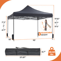 10 X 10Ft Pop Up Canopy Tent Easy Setup Outdoor Shade Instant Portable Sun Shelter Canopy Tent For Parties Camping Beach,Gray Gray Pe Rattan Iron Waterproof Fabric