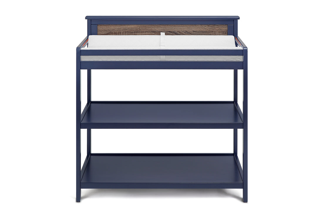 Connelly Changing Table Midnight Blue Vintage Walnut Blue Brown Wood