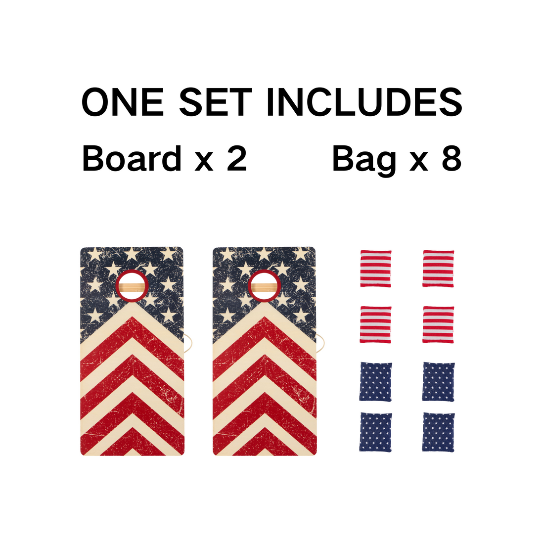 4X2 Ft Large Size Cornhole Board Set Of 2, Wooden Outdoor Game Board Set With 8 Bean Bags, Perfect For Lawn, Backyard, Beach, Park Blue,White Red Plywood,Solid Wood