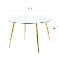 Modern Simple Glass Table, High Quality Tempered Glass Metal Material, Gold Plated Table Legs, Suitable For Restaurant Kitchen Set Of 1 Gold Round Glass