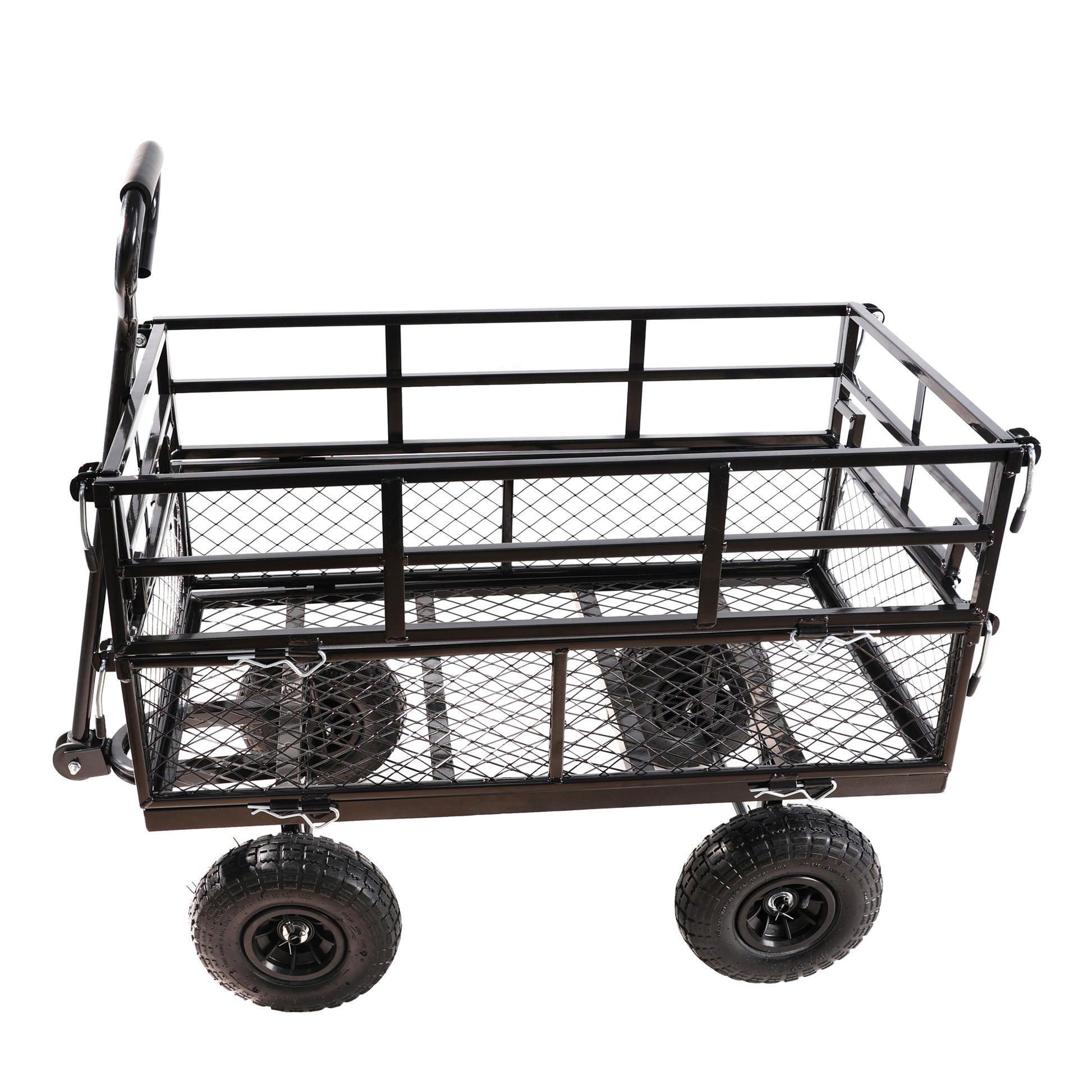 Black Double Fence Utility Cart Wagon Cart Garden Cart Trucks Make It Easier To Transport Firewood Black Metal