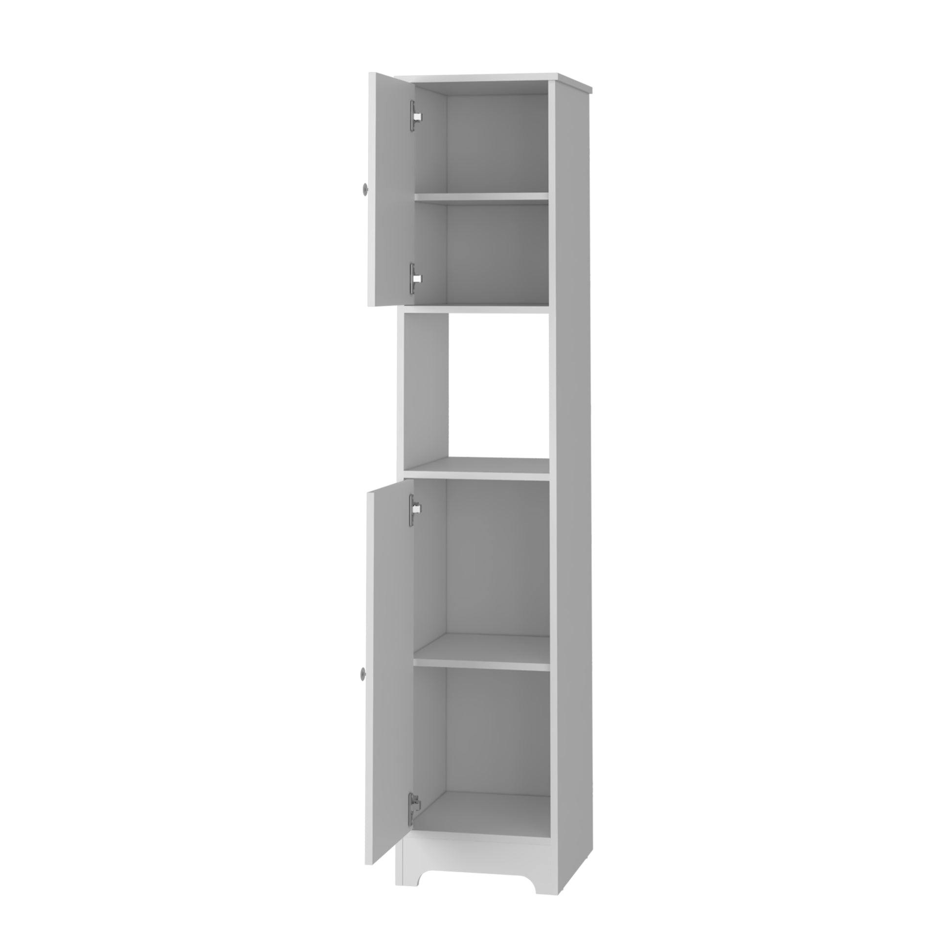 Charlotte Linen Cabinet, 2 Single Door Cabinet, Division, One Shelf White 2 1 Bathroom Freestanding Modern Mdf Engineered Wood