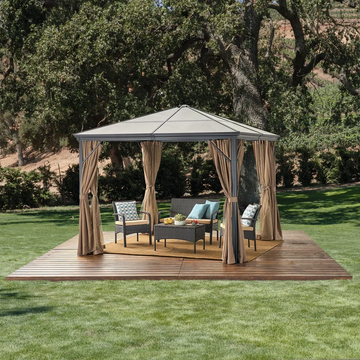 10 Ft. X 10 Ft. Aluminum Gazebo With Hardtop Brown Mix Aluminium