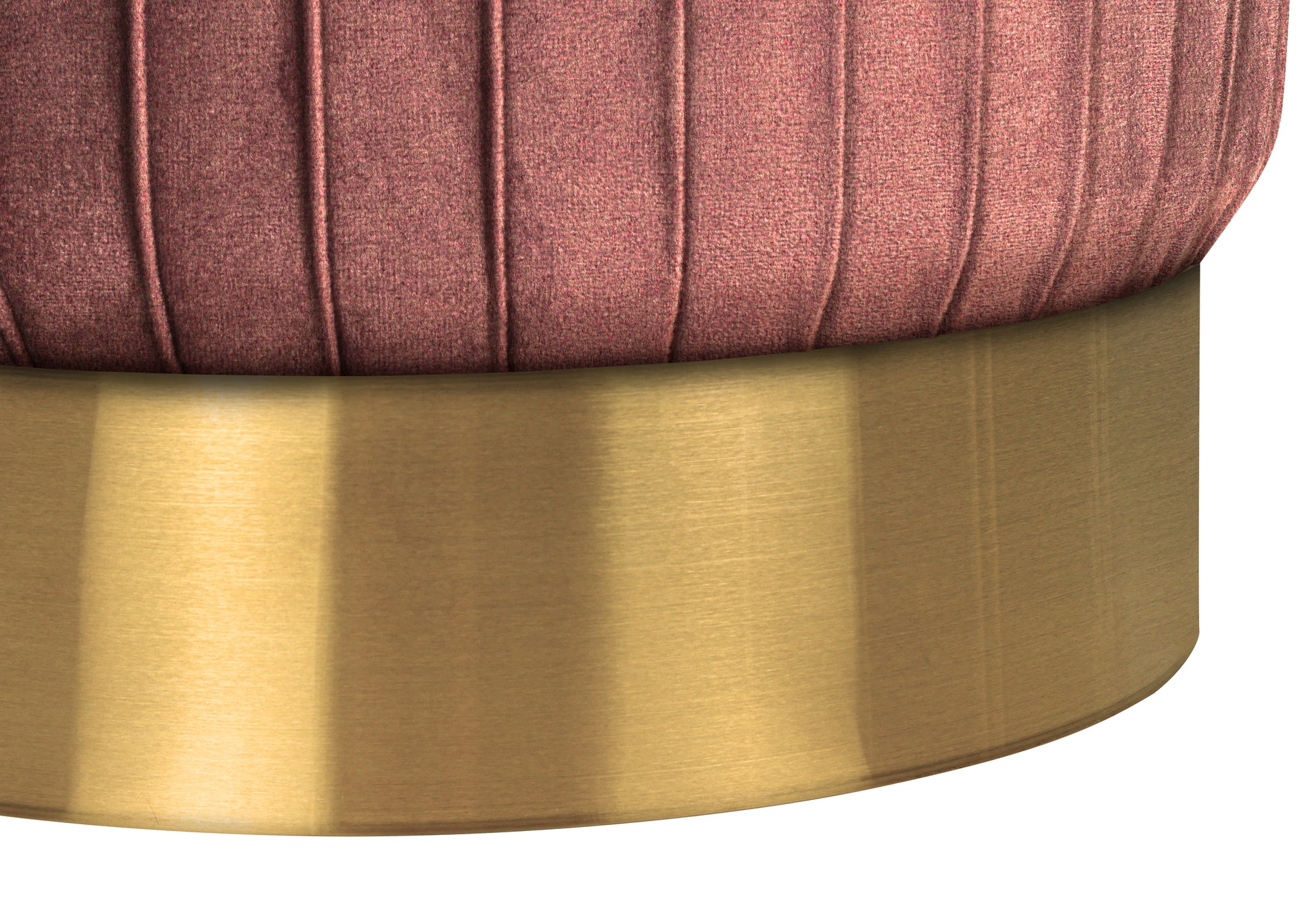 Ottoman, Pouf, Footrest, Foot Stool, 14" Round, Pink Velvet, Gold Metal Base, Contemporary, Modern Pink Foam Velvet