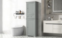 Tall Bathroom Storage Cabinet, Freestanding Storage Cabinet With Drawer And Adjustable Shelf, Mdf Board With Painted Finish, Grey Grey Mdf