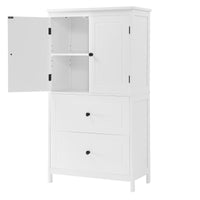 Bathroom Storage Cabinet, Cabinet With Two Doors And Drawers, Adjustable Shelf, Mdf Board, White White Mdf