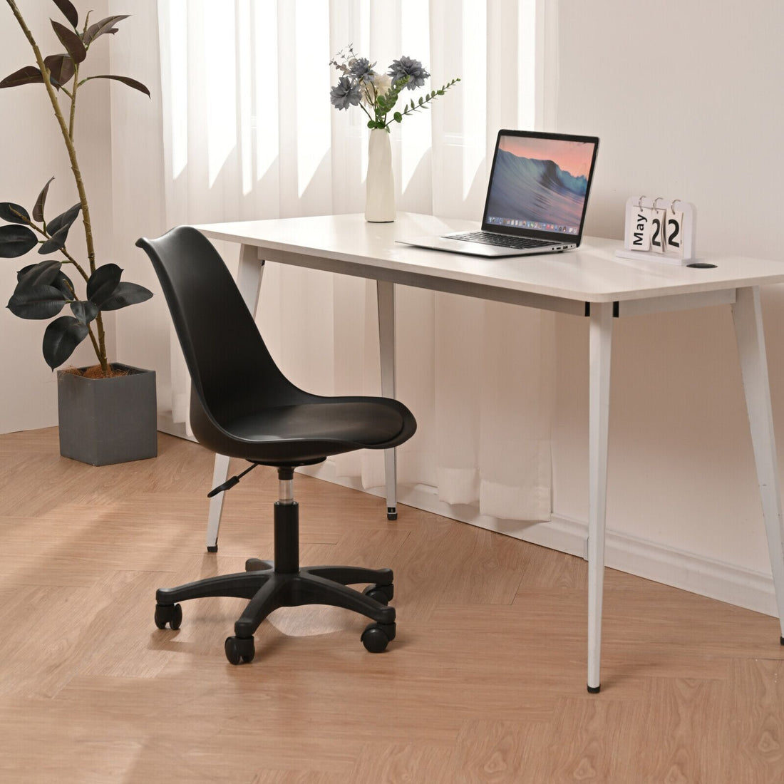Black Pp With Wheels Adjustable Height Office