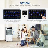 Homcom 32" Mobile Evaporative Air Cooler, 3 In 1 Ice Cooling Fan Water Conditioner Humidifier Unit With Remote, Timer, Oscillating, Led Display, 3.2Gal Water Tank For Home Office, Bedroom, White White Abs