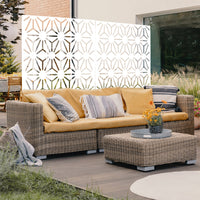 Outdoor & Indoor Privacy Screen Metal Privacy Screen 76" H 48" W, Freestanding Decorative Privacy Screen For Deck Balcony Patio, Privacy Fence Panels For Outside Lawn Garden Ps118 White White Steel