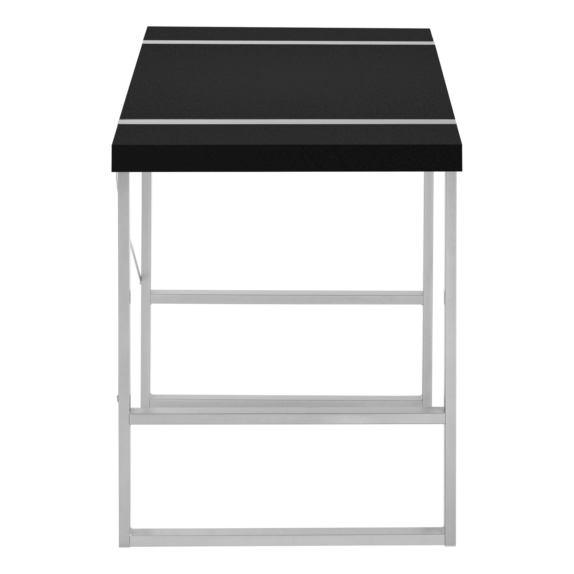 Computer Desk, Home Office, Laptop, 48"L, Work, Black Laminate, Grey Metal, Contemporary, Modern Black Particle Board