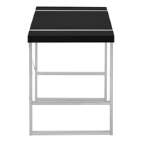 Computer Desk, Home Office, Laptop, 48"L, Work, Black Laminate, Grey Metal, Contemporary, Modern Black Particle Board