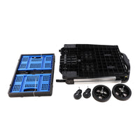 Folding Service Cart With Wheels Double Decker, Shopping, Library, Office Warehouse Moving Carts Black Blue Plastic