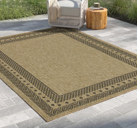 Earth Gc Ntl1006 Jute Black 5 Ft. 3 In. X 7 Ft. 3 In. Indoor Outdoor Area Rug Natural Black Polyester Polypropylene