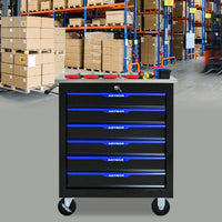 6 Drawers Multifunctional Tool Cart With Wheels Black Blue Black Blue Steel