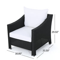 Antibes Armchair Black Pe Rattan Iron Waterproof Fabric