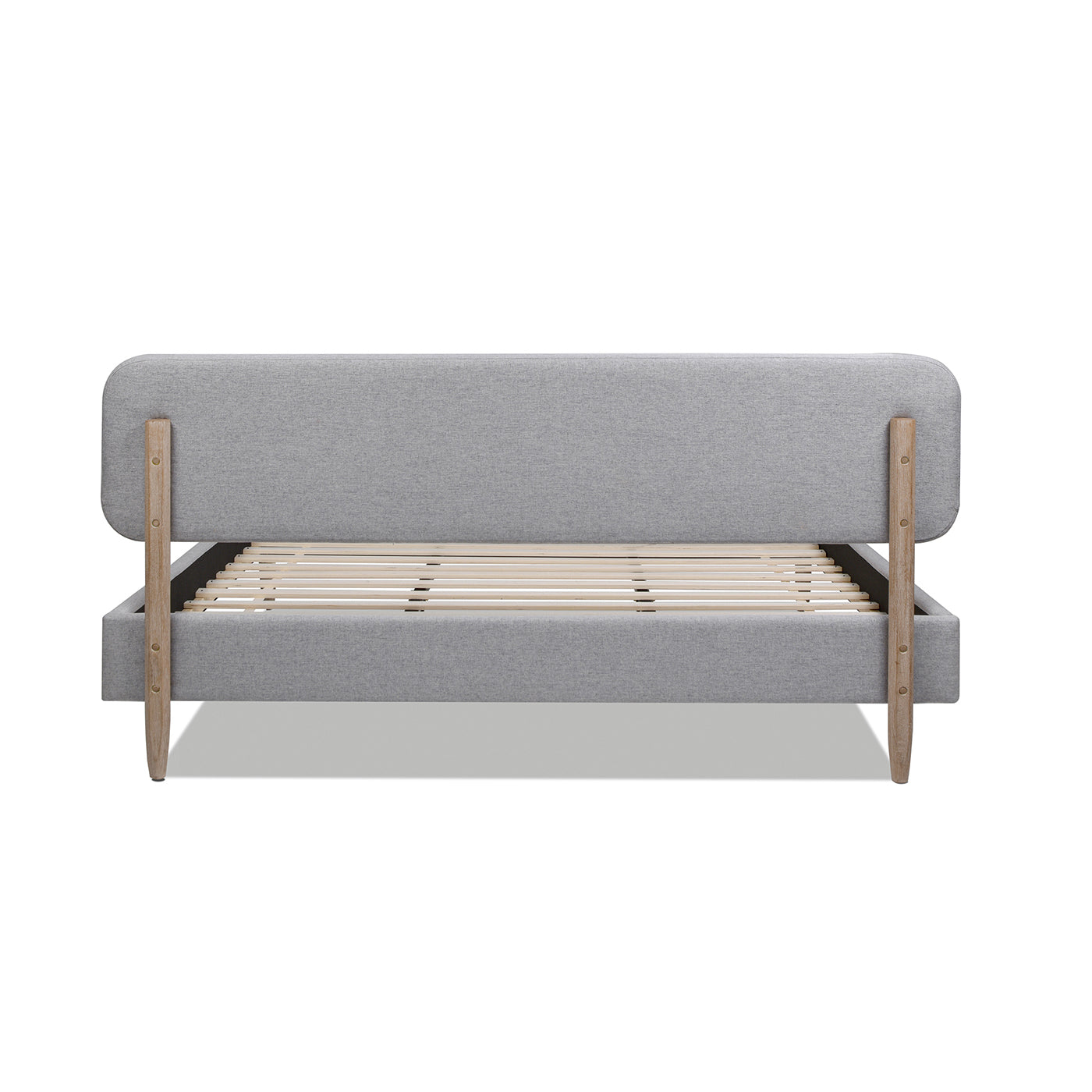 Diego Low Upholstered Platform Bed, King, Light Grey Polyester Box Spring Not Required King Gray Wood Foam Polyester Polyester