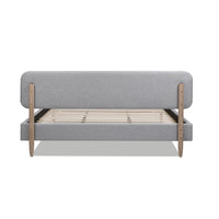 Diego Low Upholstered Platform Bed, King, Light Grey Polyester Box Spring Not Required King Gray Wood Foam Polyester Polyester