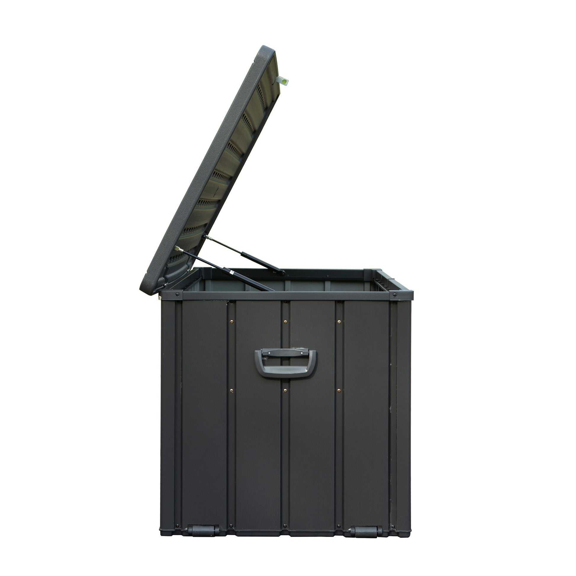 100 Gallon Outdoor Storage Deck Box Waterproof, Large Patio Storage Bin For Outside Cushions, Throw Pillows, Garden Tools, Lockable Dark Gray Dark Gray Steel