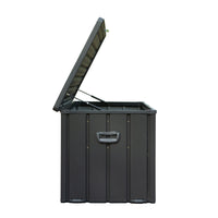 100 Gallon Outdoor Storage Deck Box Waterproof, Large Patio Storage Bin For Outside Cushions, Throw Pillows, Garden Tools, Lockable Dark Gray Dark Gray Steel