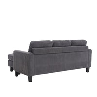 Velvet Sectional Couchl Shaped Sofa With Ottoman For Small Apartment Dark Gray Velvet 3 Seat