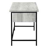 Computer Desk, Home Office, Laptop, Storage Drawers, 55"L, Work, Grey Laminate, Black Metal, Contemporary, Modern Grey Particle Board