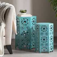 Eliana Side Table Teal Iron