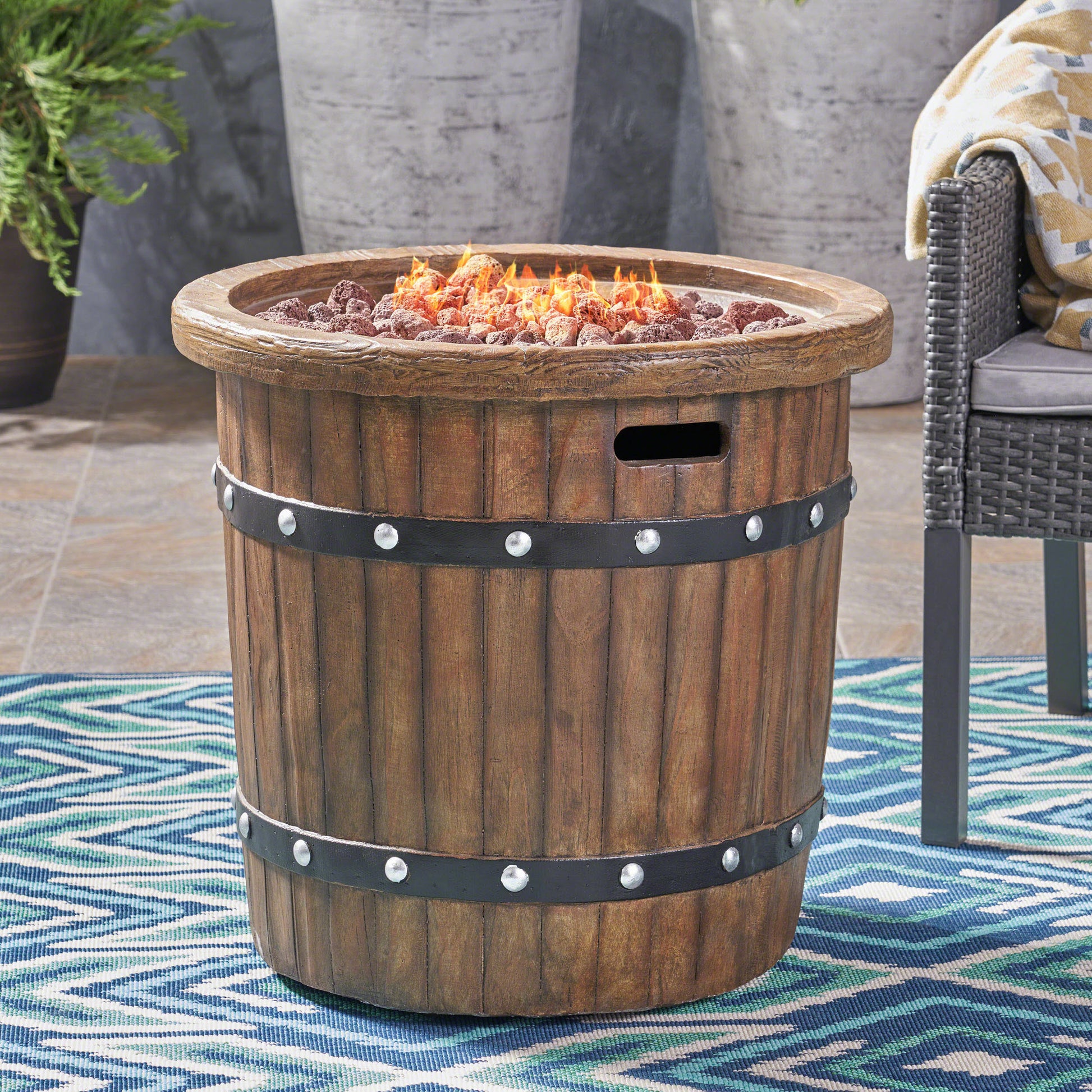Round 25" Mgo Fire Pit 40 000 Btu Dark Brown Magnesium Oxide