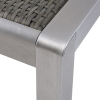 Outdoor Dining Table Anodized Aluminum Wicker Table Top Square Silver And Gray 35" Grey Aluminium