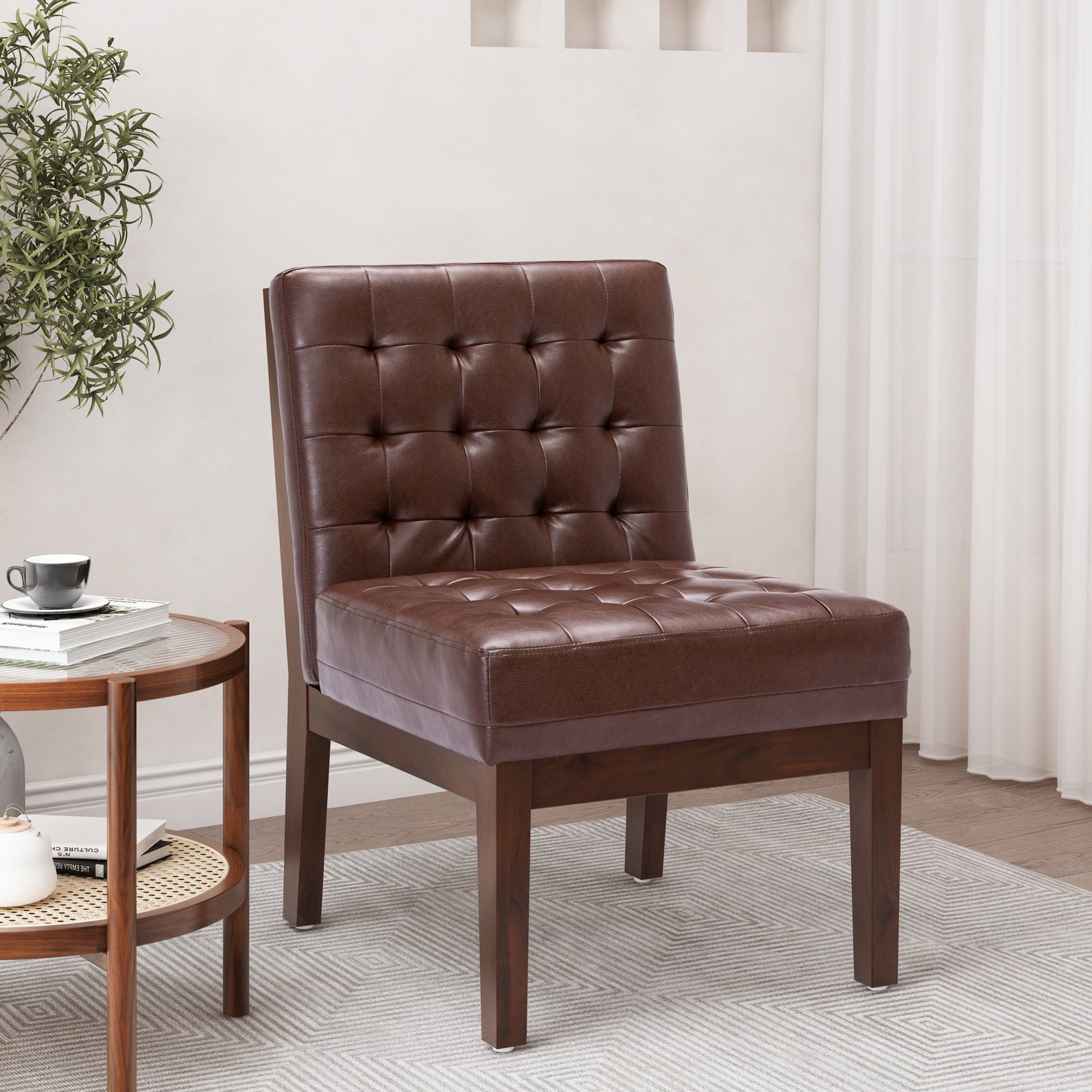 Accent Chair Dark Brown Pu