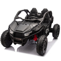 24V Two Seater Kids Ride On Utv W Parents Control,20In Seat Width,400W Super High Power,Four Wheel Suspension,Bluetooth,Mp3,Usb,Led Light,Horn,Rear Storage Space,Speeds 3.73 4.97Mph For Kids Aged 3 . Black 100 149 Lbs Polypropylene