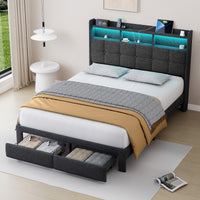 Bed 778Queen Dg Clb Queen Dark Gray Wood Fabric