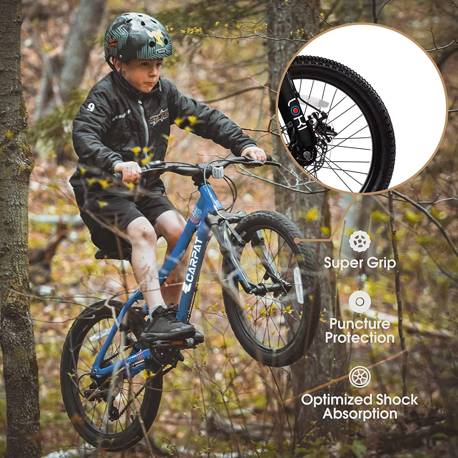 S20101 Ecarpat 20 Inch Kids Bike, Boys Girls Mountain Bike Ages 8 12, 7 Speed Teenager Children Kids' Bicycles, Front Suspension Disc U Brake, 14 Inch Height Steel Frame Blue Polyurethane Foam Carbon Steel
