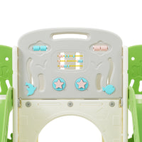 Kids Slide Playset Structure 8 In 1, Freestanding Ocean Themed Set With Slide, Arch Tunnel,Basketball Hoop And Telescope, Double Slides For Toddlers, Kids Climbers Playground Green 50 99 Lbs Cute 1 To 2 Years Hdpe Indoor & Outdoor Use