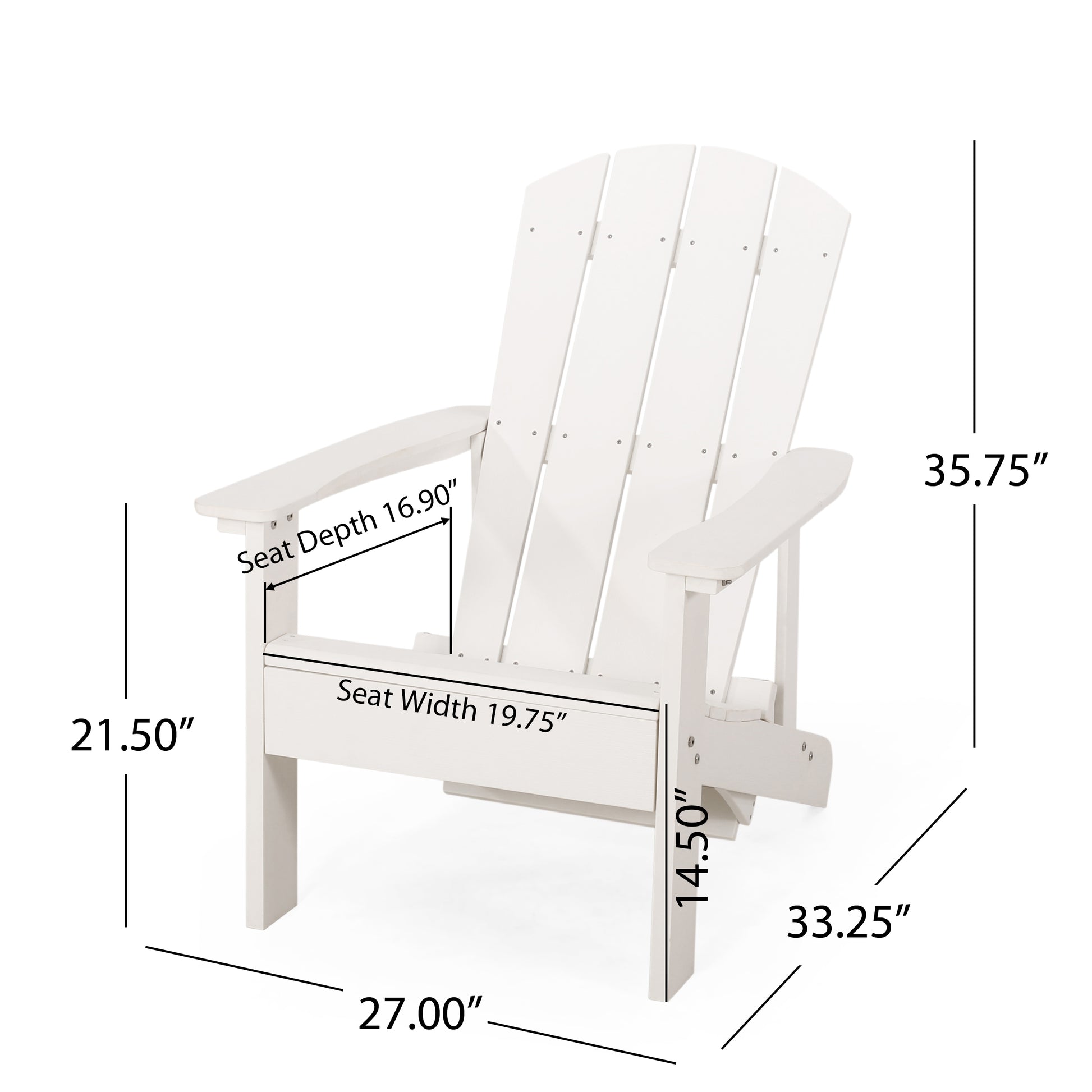Hunter Adirondack Chair With Hideaway Ottoman White Wood