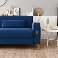 Fx P18 Rb Sofa Luxury Velvet Sofa With Gold Accents Modern 3 Seat Couch With Plush Cushions, Perfect For Living Room And Office Decor Retro Blue Velvet 3 Seat