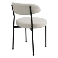 Boucle Upholstered Dining Chairs With Curved Backrest & Metal Legs Set Of 4, Beige Metal Beige Black Dining Room Foam Classic,Modern Set Of 4 Or More Fabric Metal