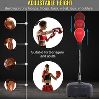 Soozier Free Standing Punching Bag With Stand And Boxing Gs, Height Adjustable Boxing Bag Set, For Training, Exercise, Fitness & Stress Relief Red Red Steel