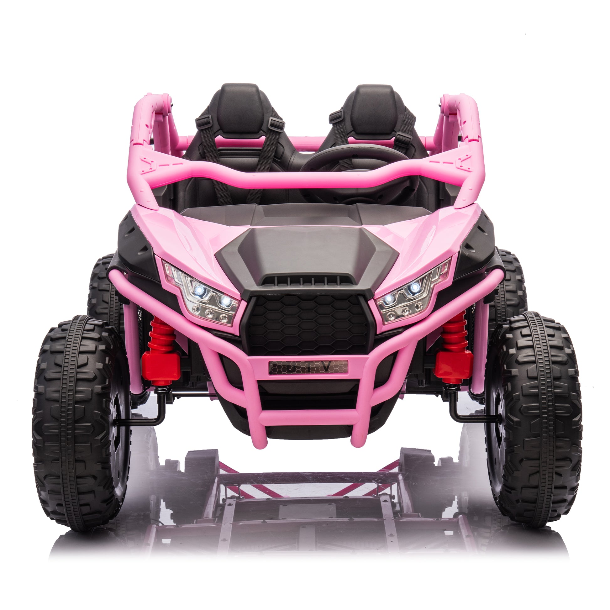 24V Two Seater Kids Ride On Utv W Parents Control,20In Seat Width,400W Super High Power,Four Wheel Suspension,Bluetooth,Mp3,Usb,Led Light,Horn,Rear Storage Space,Speeds 3.73 4.97Mph For Kids Aged 3 . Pink 100 149 Lbs Polypropylene