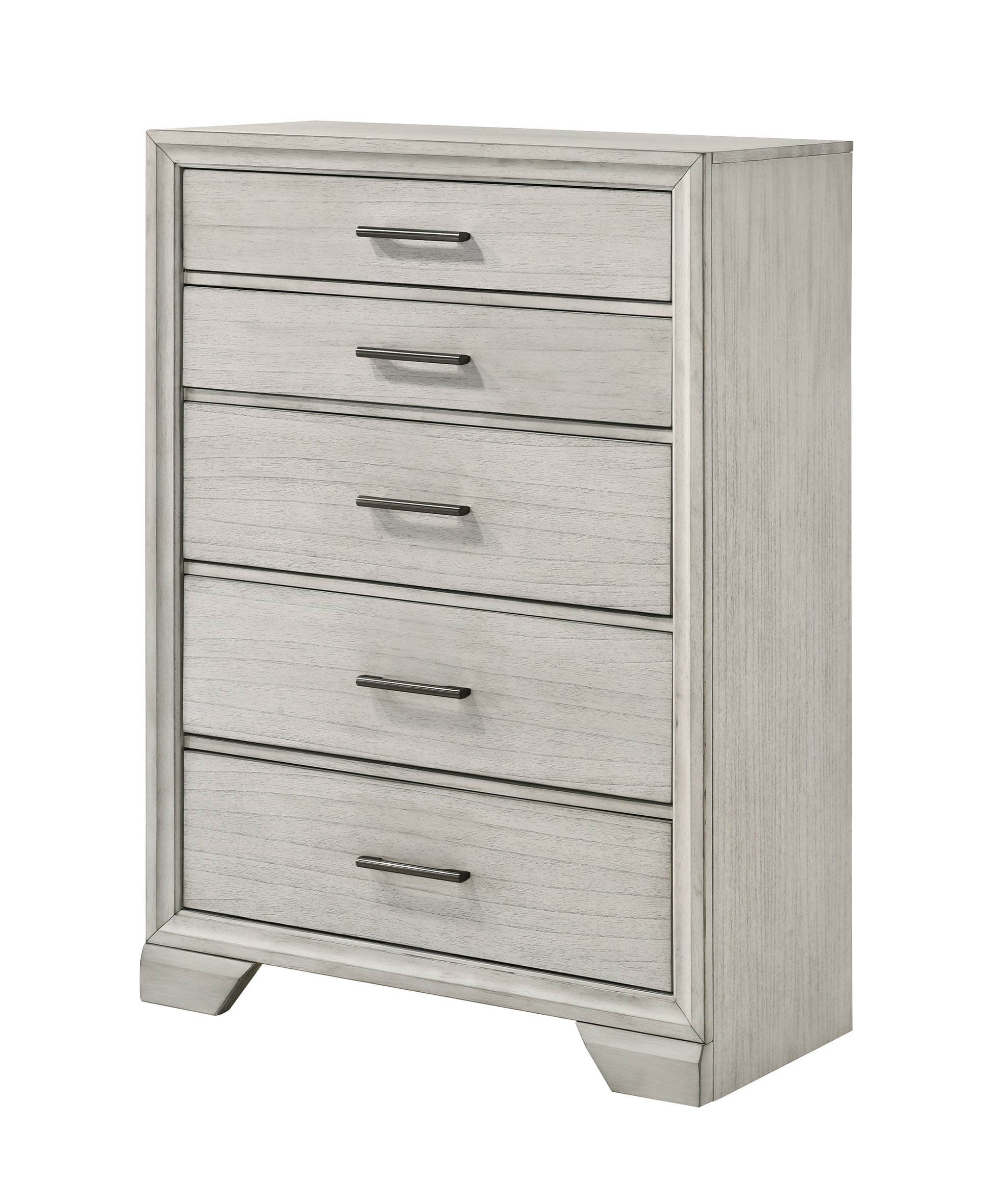 1Pc Contemporary Style Storage Drawers Chest Bedroom Solid Wood Wooden Furniture White Mist Finish Antique White Bedroom Contemporary Solid Wood