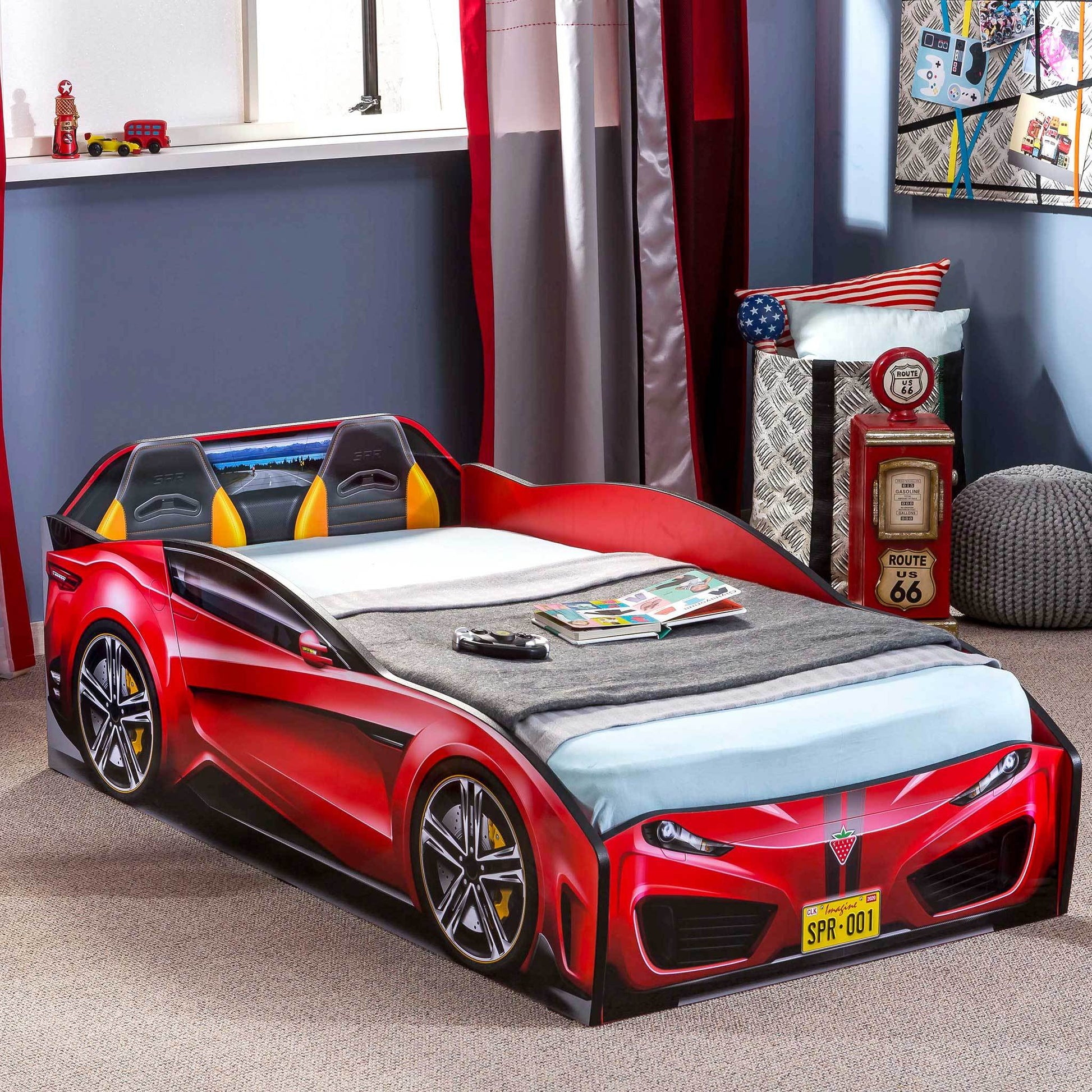 Speedy Toddler Race Car Bed, Red Red Particle Board