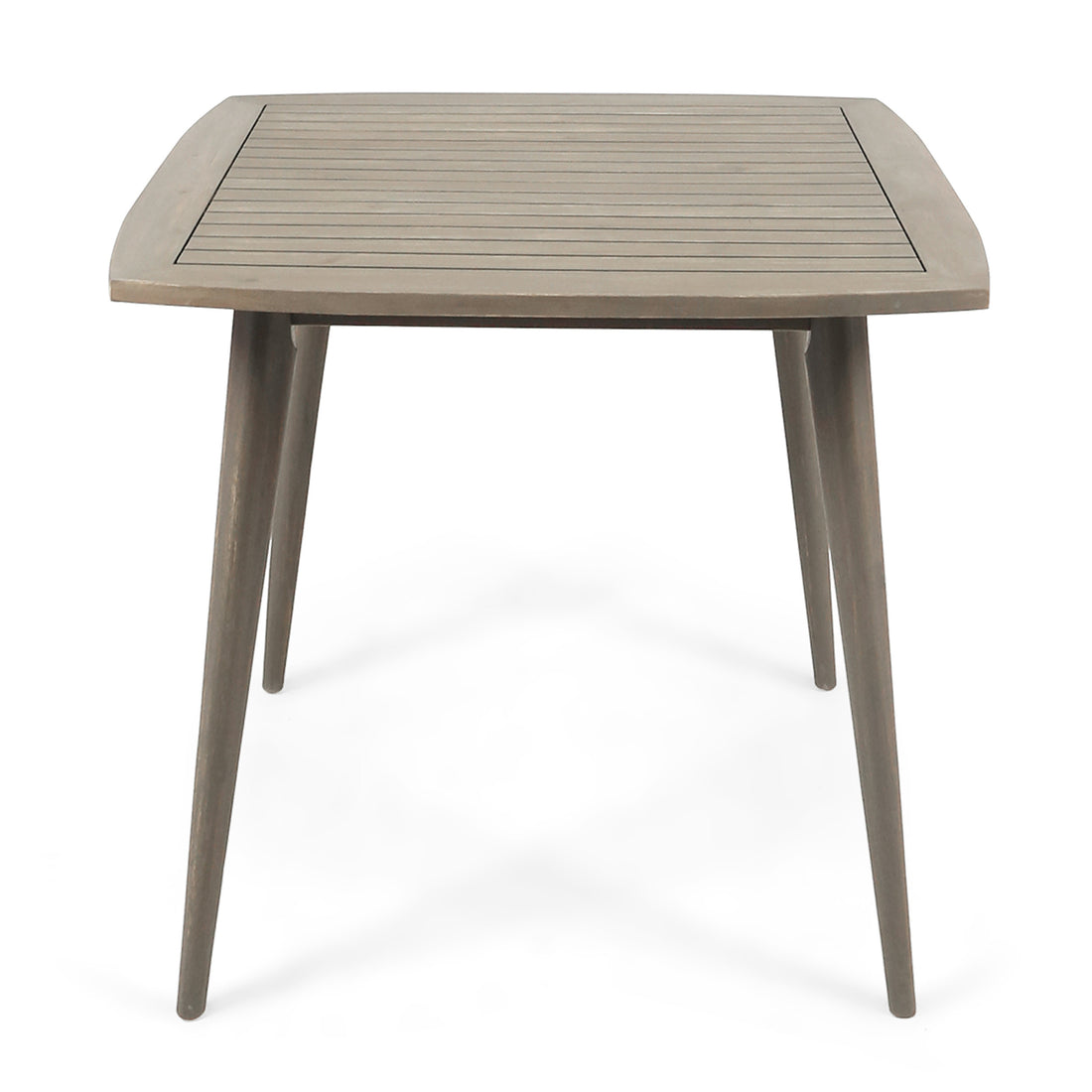 Outdoor Square Acacia Wood Table With Straight Legs, Gray Grey Acacia Wood