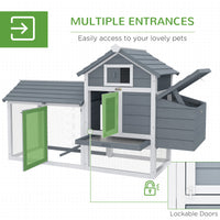 Pawhut 59" Small Wooden Chicken Coop Hen House Poultry Cage For Outdoor Backyard With 2 Doors, Nesting Box And Removable Tray, White White Wood