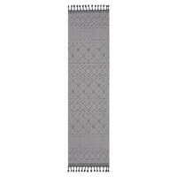 Naar Guros Collection 2X8 Grey White Geometric Indoor Outdoor Area Rug Grey White Polypropylene