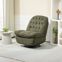 360 Swivel Recliner Adjustable Chair Chenille Glider Swivel Reclining Sofa Chair With Black Metal Round Base Green Army Green Foam Upholstered