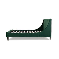 Aspen Vertical Tufted Modern Headboard Platform Bed Set, Queen, Evergreen Velvet Box Spring Not Required Queen Green Wood Foam Velvet Velvet