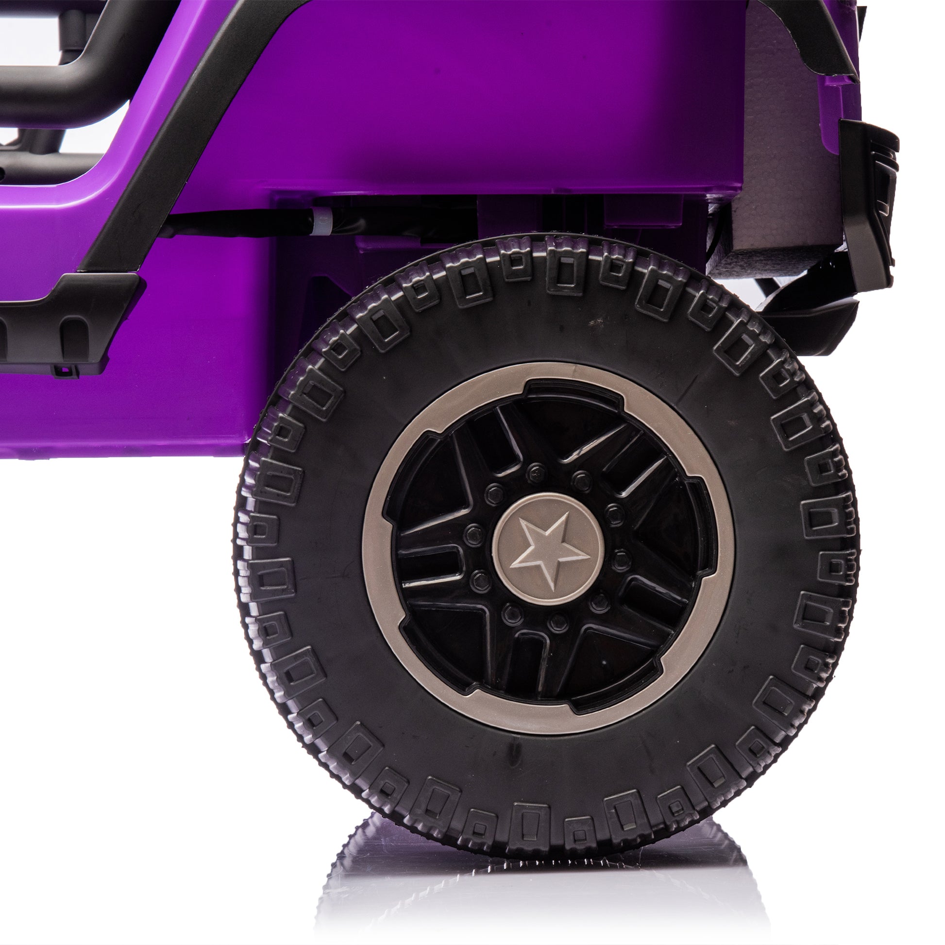 24V Two Seater Kids Ride On Truck Car W Parents Control,200W*2,Seat Width 20.28In,Four Wheel Suspension,Led Lights,Music,Mp3,Bluetooth,Two Independent Seat Belts,Suitable For Off Road For Kids Aged 3 Purple 100 149 Lbs Polypropylene