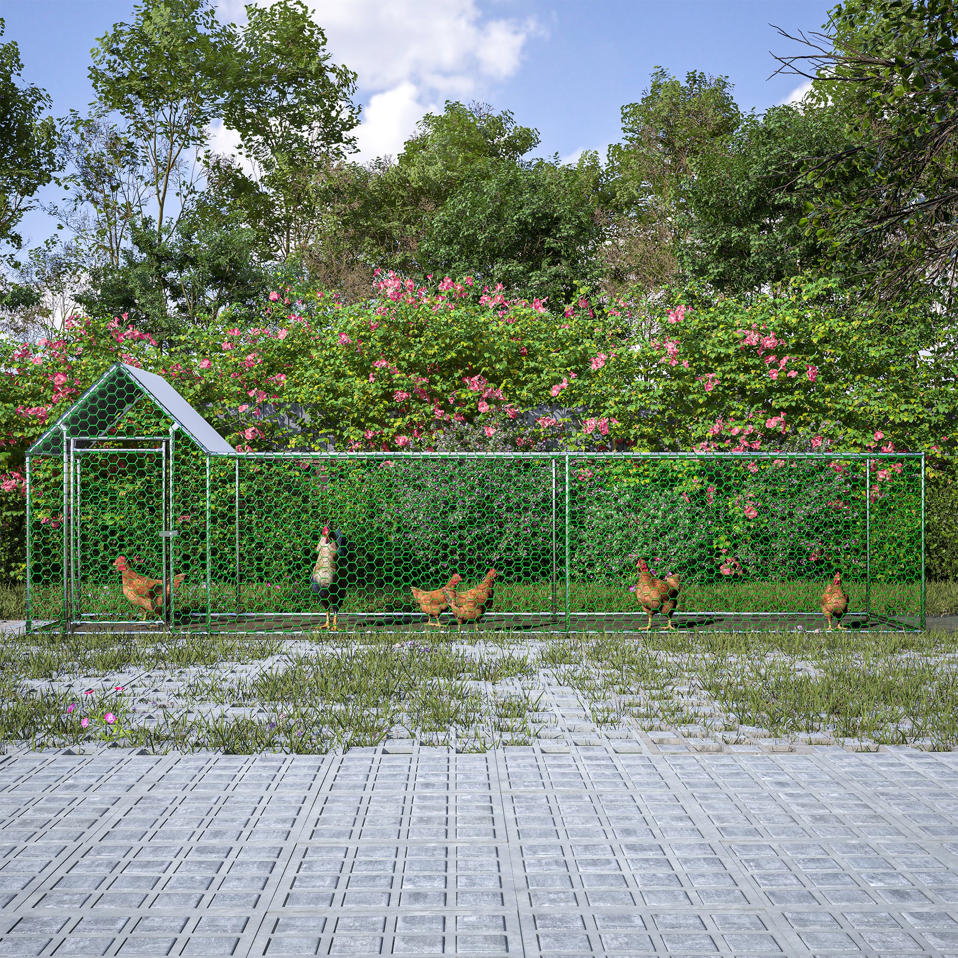 16X3Ft Metal Chicken Coop Run Backyard Hen House Poultry Habitat Cage W Cover Silver Metal