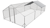 Large Metal Chicken Coop Walk In Poultry Cage Hen Run House Rabbits Habitat Cage Spire Shaped Coop With Waterproof And Anti Ultraviolet Cover 19.7' L X 9.8' W X 6.4' H Silver Metal
